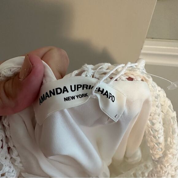 NWT Amanda Uprichard White Crochet Mini Dress Large - Picture 12 of 13